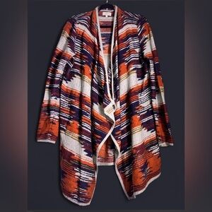 Lucky Brand Orange and Purple Patterned Cardigan